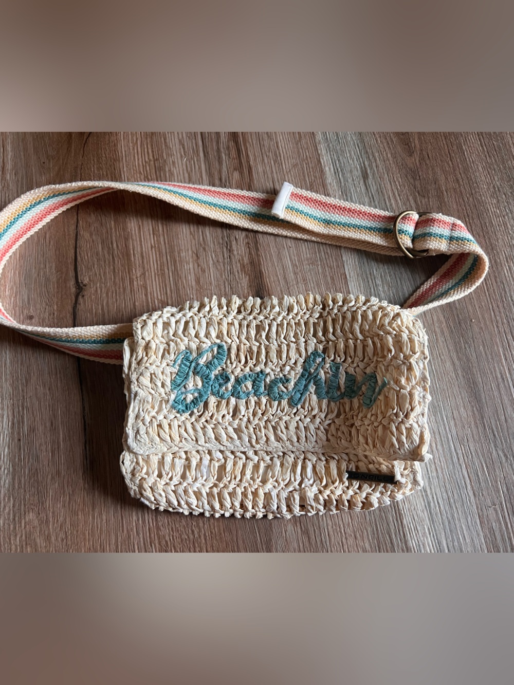 O'Neill Natural Woven Crossbody with Multicolor Striped Strap